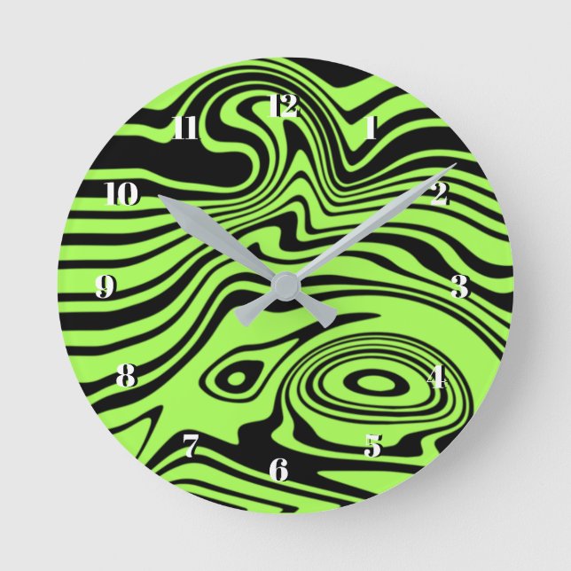 Reloj de pared de ondulación verde y negro para el (Anverso)