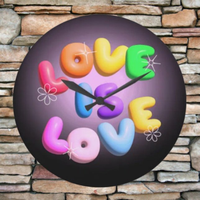 Reloj de pared de orgullo arcoíris 3D "Love Is Lov (Subido por el creador)