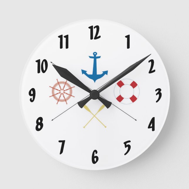 Reloj de pared de Oro de barco de vela de Ancla Ná (Anverso)