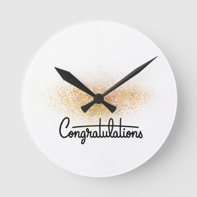 Reloj de pared de oro elegante para felicitaciones (Anverso)