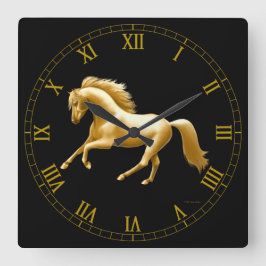 Reloj de pared de oro galopante del caballo