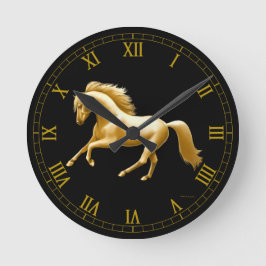 Reloj de pared de oro galopante del caballo