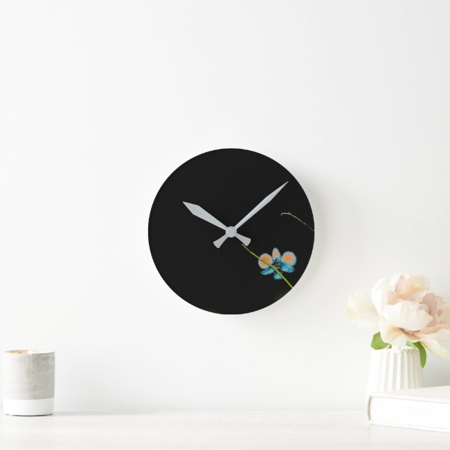 Reloj de pared de orquídea naranja (Hogar)