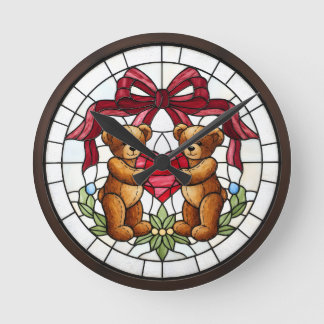Reloj de pared de oso de vidrio emplomado falso
