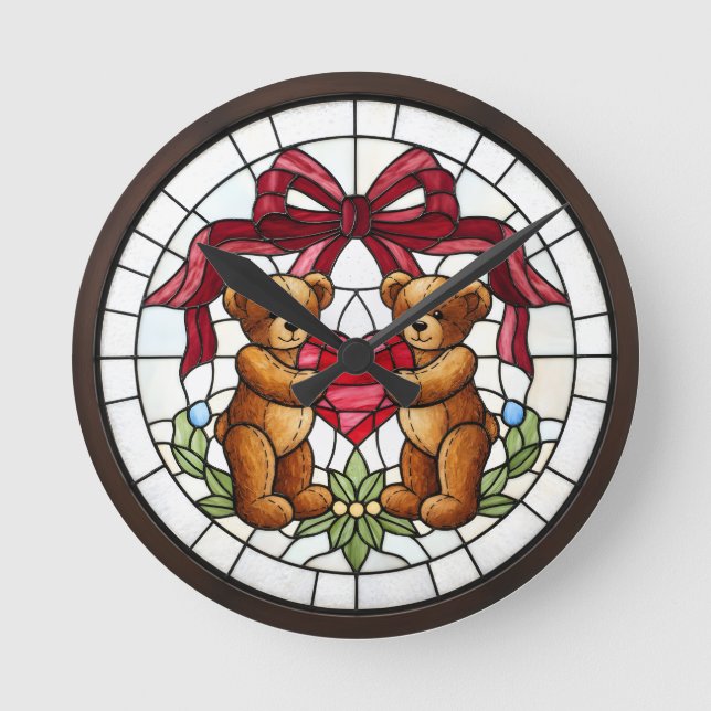 Reloj de pared de oso de vidrio emplomado falso (Anverso)
