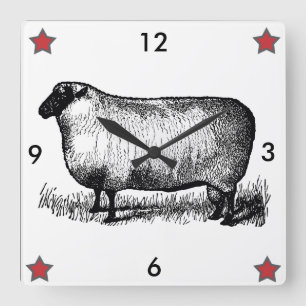 Reloj de pared de oveja de estilo primitivo