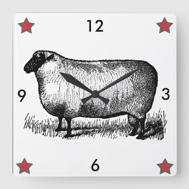 Reloj de pared de oveja de estilo primitivo vintag (Anverso)
