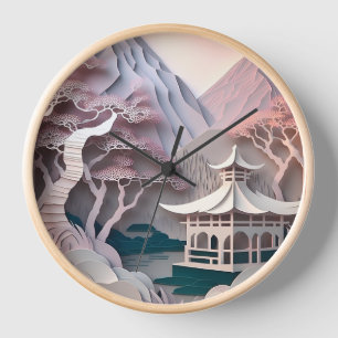 Reloj de pared de paisaje de pabellón de recorte d