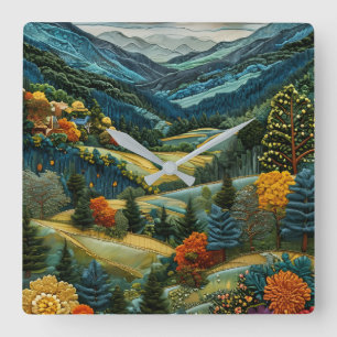 Reloj de pared de paisaje de valle montañoso – Esc