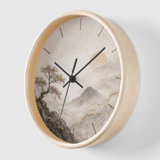 Reloj de pared de paisaje montañoso elegante - Nat