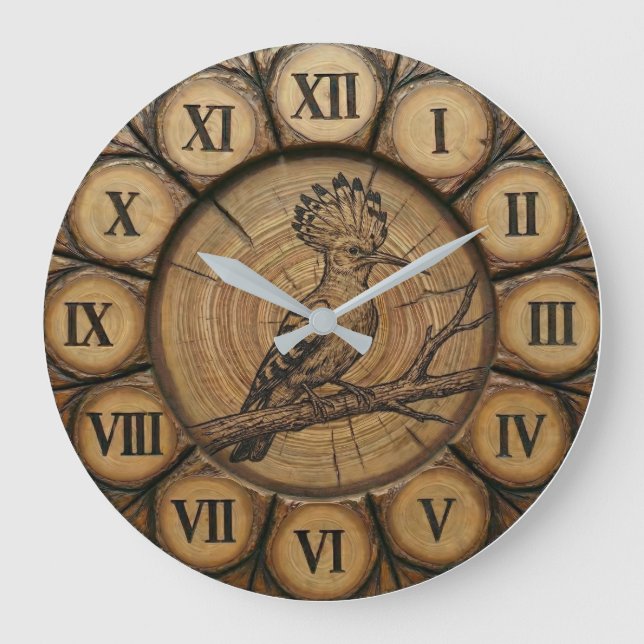 Reloj de pared de pájaro abubilla rústico  (Anverso)