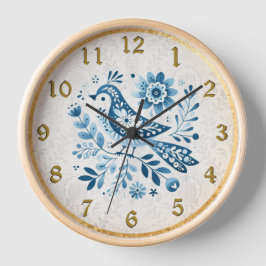 Reloj de pared de pájaro azul escandinavo
