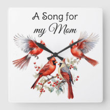 Reloj de pared de pájaro cardinal