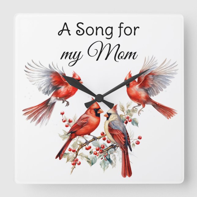 Reloj de pared de pájaro cardinal (Anverso)