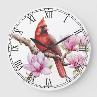 Reloj de pared de pájaro cardinal