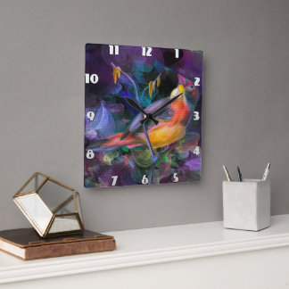 Reloj de pared de pájaro de barbecho vibrante