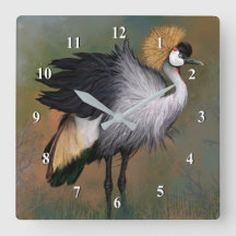 Reloj de pared de pájaro de grana cruzada de gris
