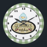 Reloj de pared de pájaro de la cocina de la abuela<br><div class="desc">diseño de Cheryl Seslar en www.digiwebstudio.com por Alice Smith</div>