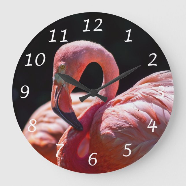 Reloj de pared de pájaro Flamingo rosa (Anverso)
