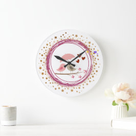 Reloj de pared de pájaros de amor lindos acurrucad