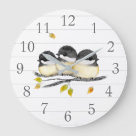 Reloj de pared de pájaros de pollo blanco y gris