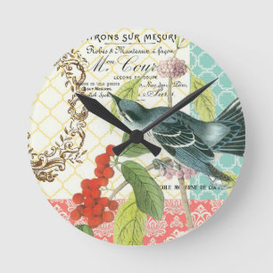 Reloj de pared de pájaros franceses modernos