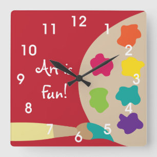 Reloj de pared de paleta de pintura de arte - rojo