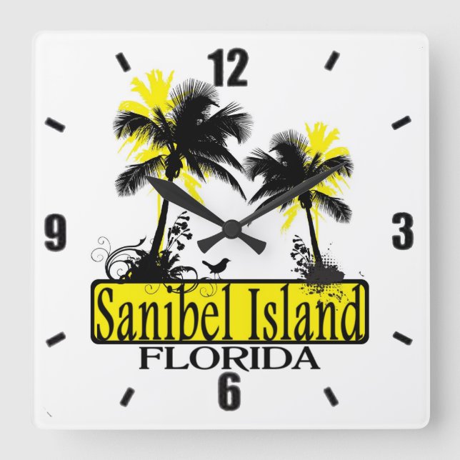 Reloj de pared de palmeras de la isla de Sanibel F (Anverso)