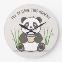 Reloj de pared de panda lindo | Panda lindo motiva