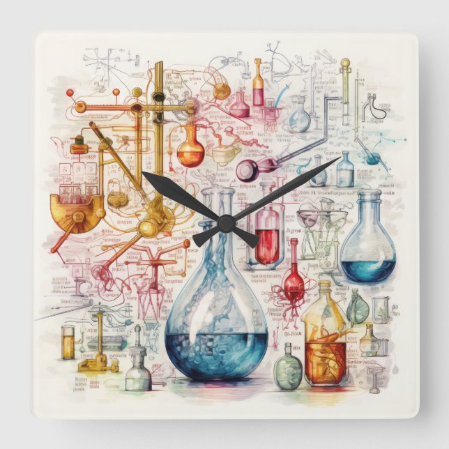 Reloj de pared de papel de química (Anverso)