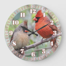 Reloj de pared de par de pájaros cardinal