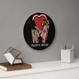 Reloj de pared de pareja de arte pop personalizado