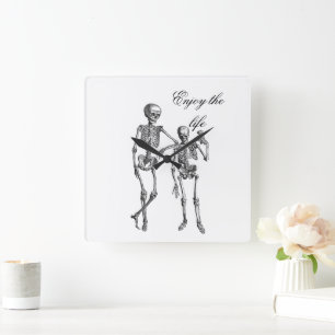 Reloj de pared de pareja esqueleto Disfruta la vid