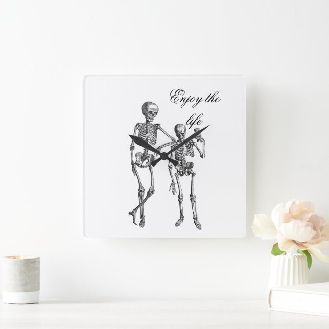 Reloj de pared de pareja esqueleto Disfruta la vid (Hogar)