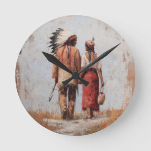 Reloj de pared de pareja nativa americana