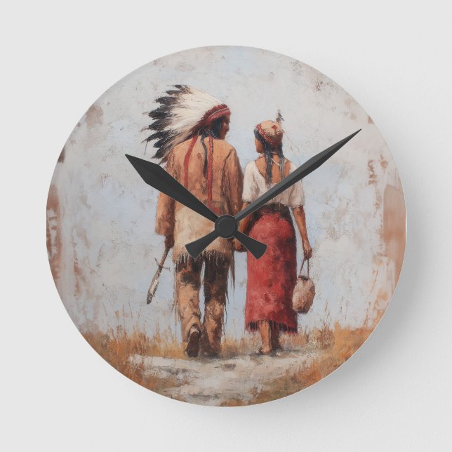 Reloj de pared de pareja nativa americana (Anverso)