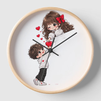 Reloj de pared de pareja romántica linda – Corazón