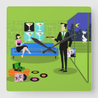 Reloj de pared de pareja urbana retro