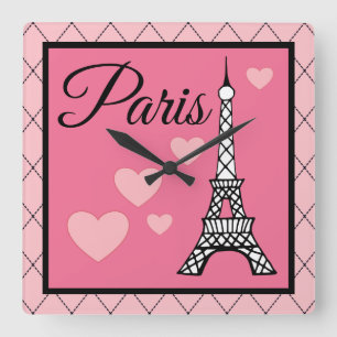 Reloj de pared de París rosa