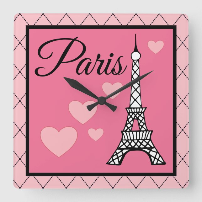 Reloj de pared de París rosa (Anverso)