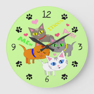 Reloj de pared de paso de gato