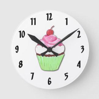 Reloj de pared de pastel verde y rosa