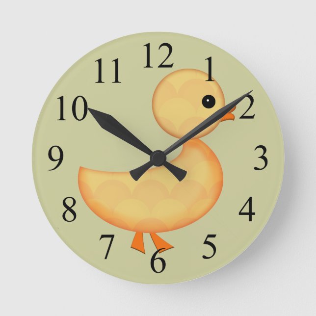 Reloj de pared de patito adorable para niños (Anverso)