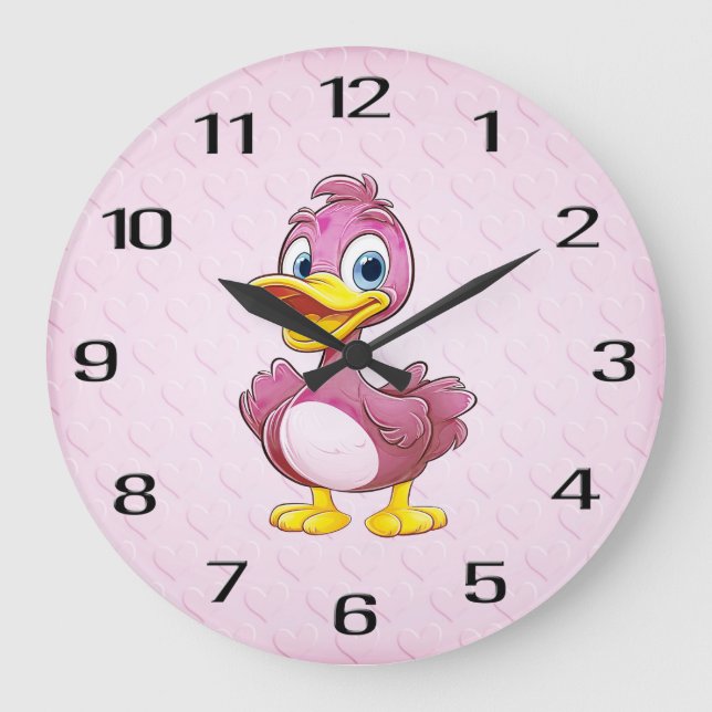 Reloj de pared de pato rosa (Anverso)