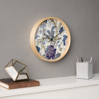 Reloj de pared de patrón azul W.Morris