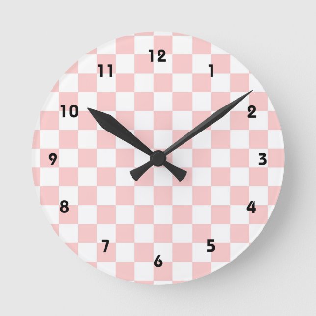 Reloj de pared de patrón de contraste rosa y blanc (Anverso)