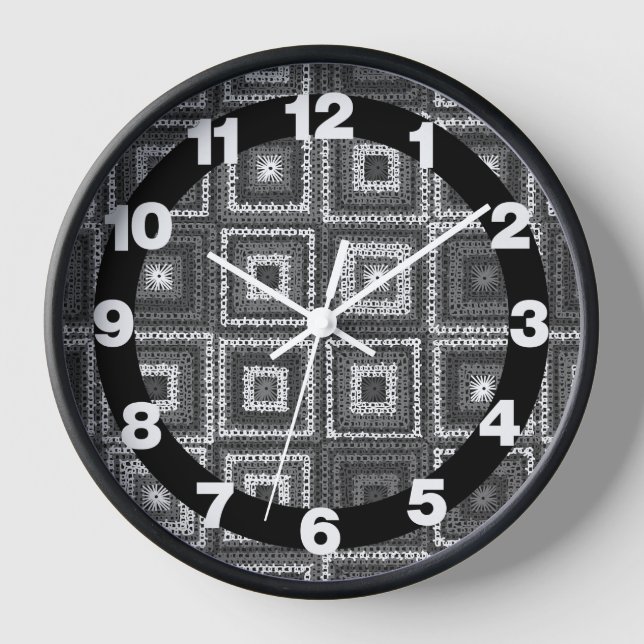 Reloj de pared de patrón de cuadrado de grano gris (Anverso)