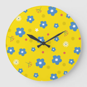 reloj de pared de patrón floral para sala de niños