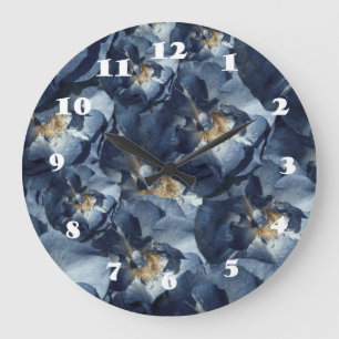Reloj de pared de patrón floral Sueño Azul