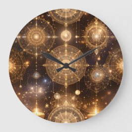 Reloj de pared de patrón ornato de oro celestial